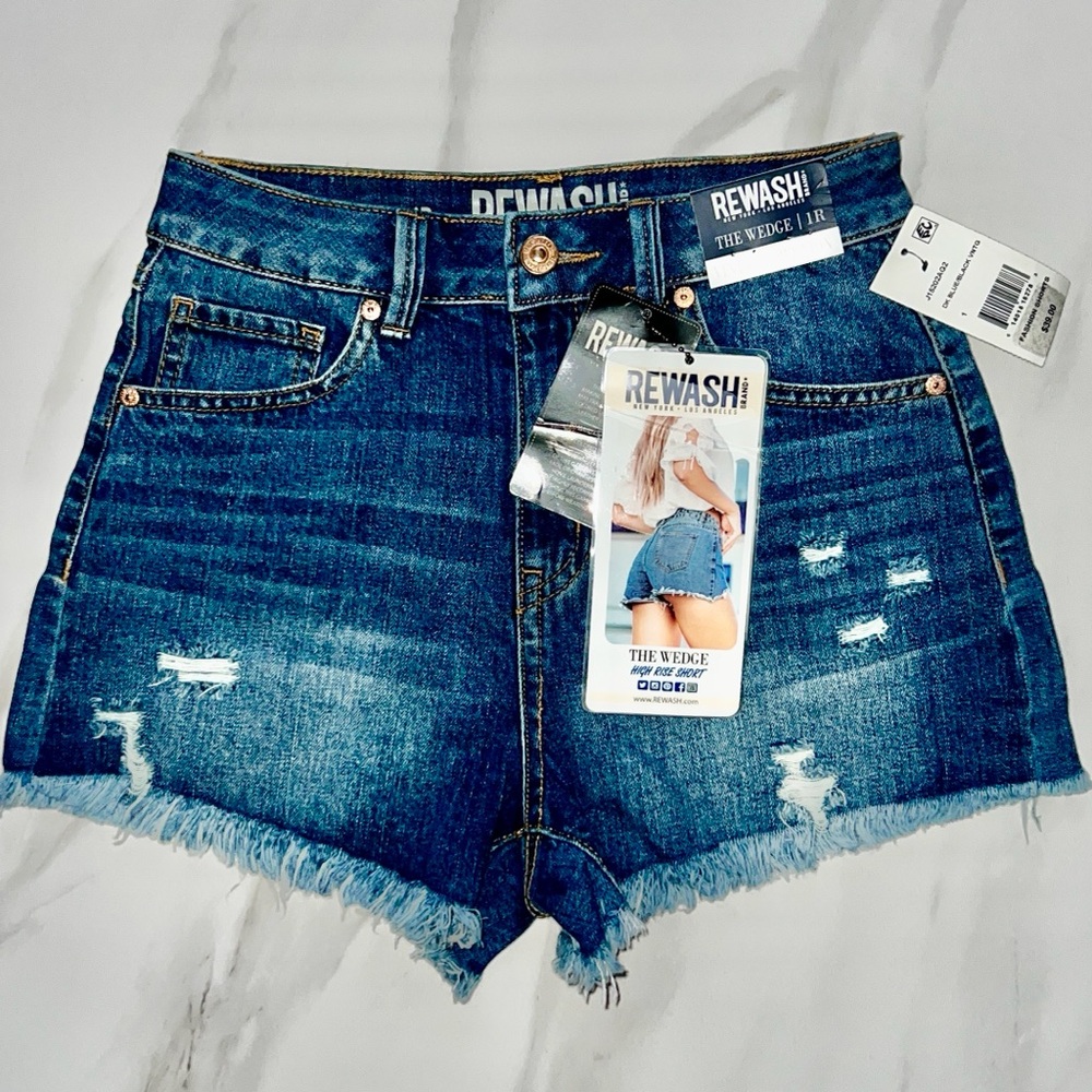 Rewash Denim Dark Blue super high rise shorts size 1